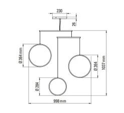 Suspension*DCW éditions Paris Suspension, Focus x3, , LED, 2700K, 2040 lm, dim, L99,8cm, H103,7cm - noir