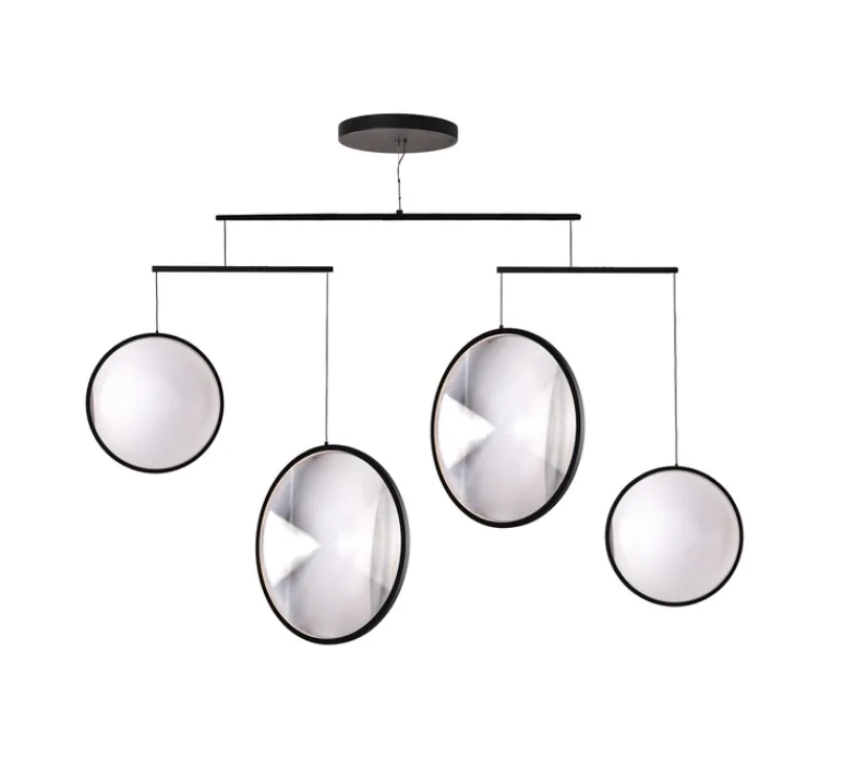Suspension*DCW éditions Paris Suspension, Focus x4, , LED, dim, 2700K, 2385 lm, L131cm, H72,3cm - noir
