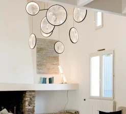 Suspension*DCW éditions Paris Suspension, Focus x4, , LED, dim, 2700K, 2385 lm, L131cm, H72,3cm - noir