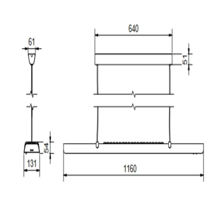 Suspension, Fold office G2, noir, LED, dim, 3000K, 5200 lm, L116cm, H5,4cm - Belid