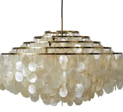 Suspension*Verpan Suspension, Fun 10DM, laiton, blanc, Ø57cm, H38cm - laiton, nacre