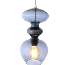 Suspension, Futura, Bleu Profond, verre soufllé, H37cm, Ø18cm - Ebb and Flow