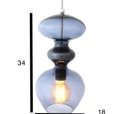 Suspension, Futura, Bleu Profond, verre soufllé, H37cm, Ø18cm - Ebb and Flow