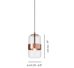 Suspension*Vistosi Suspension, Futura SP M, , Ø23cm, H44cm - rose satiné, cristal