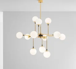 Suspension*Stilnovo Suspension, Galassia, , L90,5cm, H96cm - blanc et or
