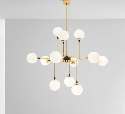 Suspension*Stilnovo Suspension, Galassia, , L90,5cm, H96cm - blanc et or