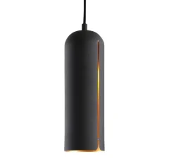 Suspension*Woud Suspension, Gap, tall, noir, intérieur laiton, LED, Ø10cm, H30cm - noir, laiton