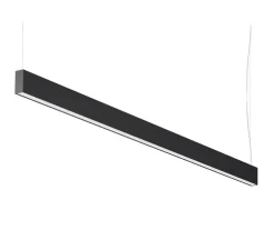 Suspension, Giano, noir, écran prismatique, IP40, LED, 3000K, 6055lm, L201,5cm, H9,8cm - Panzeri