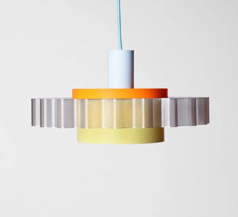 Suspension*Warren & Laetitia Suspension, Gigi N°3, câble bleu ciel, orange, jaune, Ø28cm, H14,5cm - bleu ciel, orange, jaune pastel