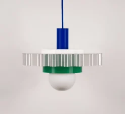 Suspension, Gigi n°3, câble bleu, vert, blanc, Ø28cm, H14,5cm - Warren & Laetitia pour Nedgis