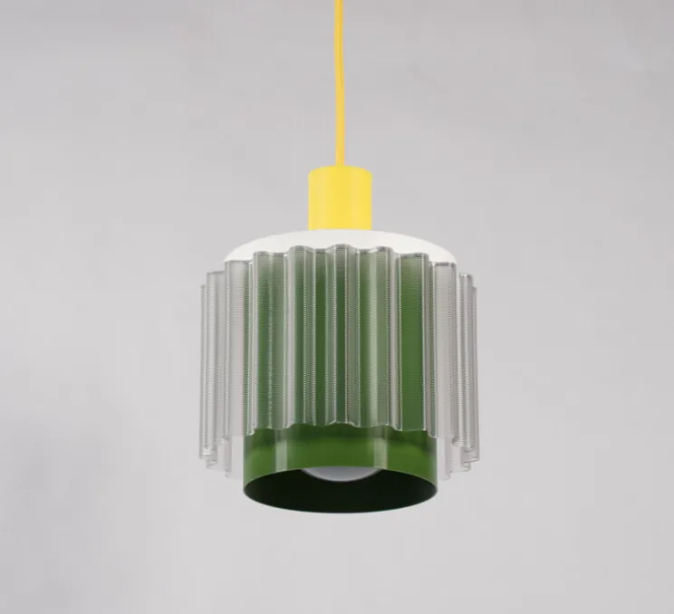 Suspension, Gigi n°4, câble jaune, jaune, vert, transparent, Ø18cm, H21cm - Warren & Laetitia