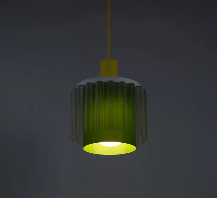Suspension, Gigi n°4, câble jaune, jaune, vert, transparent, Ø18cm, H21cm - Warren & Laetitia