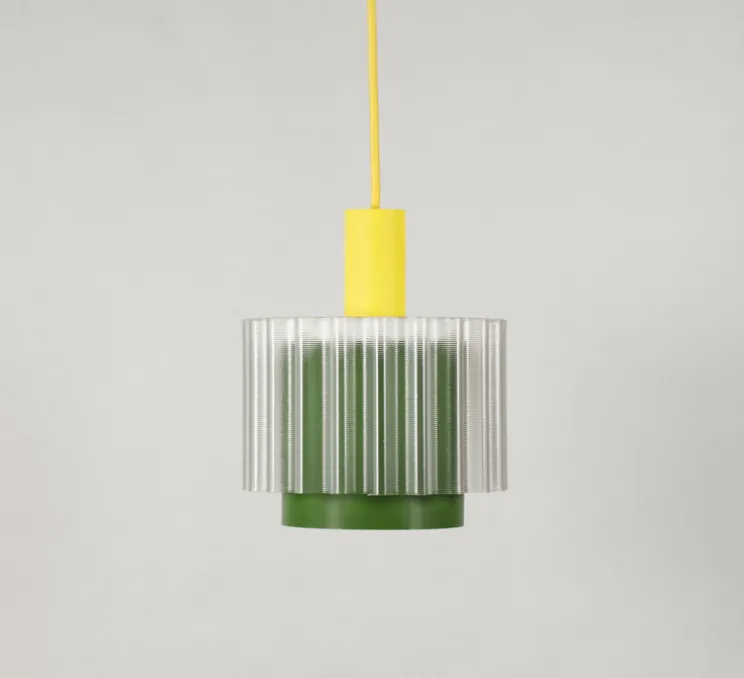 Suspension, Gigi n°4, câble jaune, jaune, vert, transparent, Ø18cm, H21cm - Warren & Laetitia