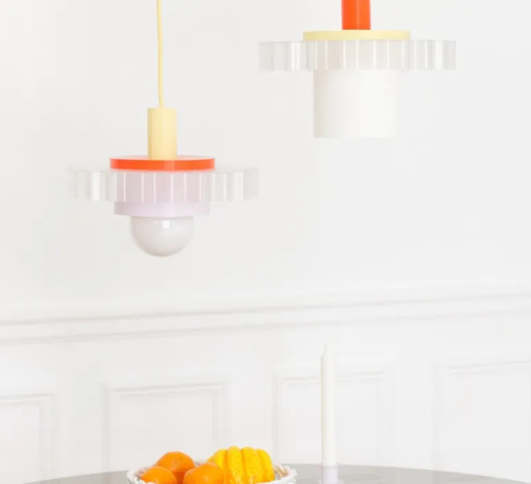Suspension*Warren & Laetitia Suspension, Gigi n°3, câble , Ø28cm, H14,5cm - pour Nedgis jaune pastel, lilas, orange