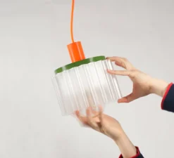 Enfants|Suspension*Warren & Laetitia Suspension, Gigi n°2, câble orange, , Ø18cm, H19cm - orange, vert, blanc