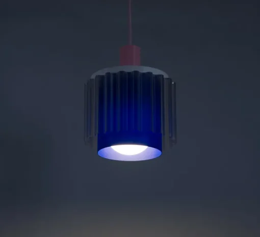Suspension, Gigi n°4, câble rose, bleu, transparent, Ø18cm, H21cm - Warren & Laetitia