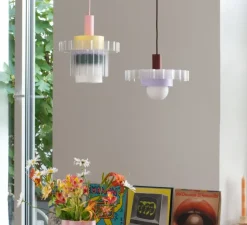 Suspension|Enfants*Warren & Laetitia Suspension, Gigi XL n°5, câble rose, jaune, lilas, vert, Ø28,5cm, H22,5cm - rose, jaune, lilas, vert, blanc