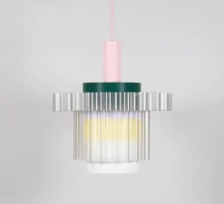 Suspension|Enfants*Warren & Laetitia Suspension, Gigi XL n°5, câble rose, jaune, lilas, vert, Ø28,5cm, H22,5cm - rose, jaune, lilas, vert, blanc