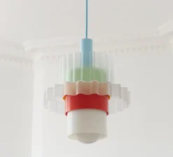 Suspension*Warren & Laetitia Suspension, Gigi XL n°5, câble bleu, pastel, Ø28,5cm, H22,5cm - multicolore