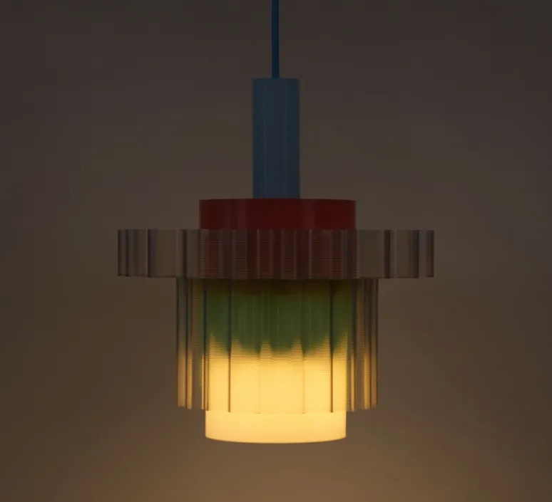 Suspension*Warren & Laetitia Suspension, Gigi XL n°5, câble bleu, pastel, Ø28,5cm, H22,5cm - multicolore