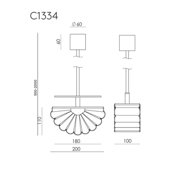 Suspension*Aromas del Campo Suspension, Gina, C1334, , L20cm, H11cm - noir mat