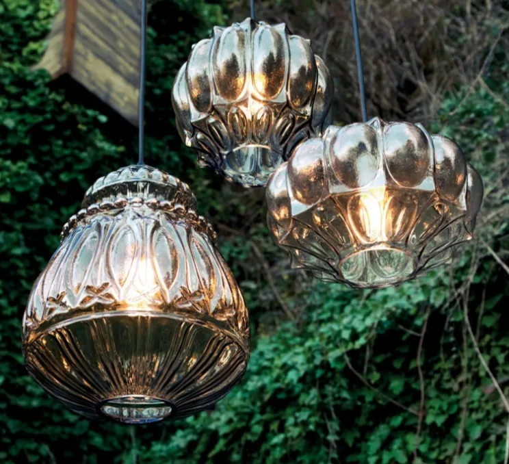 Suspension, Ginger sphère, verre fumé, IP44, Ø27cm, H26cm - Karman