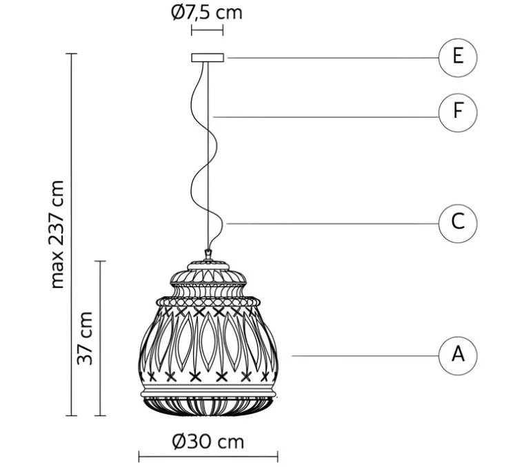 Suspension, Ginger, verre fumé, Ø30cm, H37cm - Karman