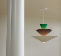 Suspension, Gio LN14, vert signal, bleu profond, blanc écru, LED, dim, 2600K, Ø60cm, H39cm - Andtradition