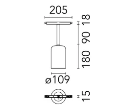 Suspension*Flos Suspension, Glass Downlight 110, , LED, 3000K, 510 lm, L20,5cm, H17,18cm - noir fumé