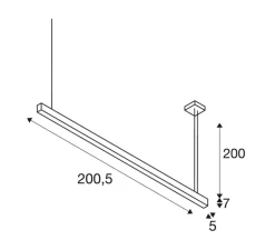 Suspension*SLV Suspension, Glenos, , LED, 3000K, 5700lm, Ø5cm, H7cm - noir