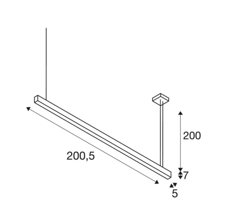 Suspension*SLV Suspension, Glenos, , LED, 4000K, 6600 lm, L205cm, H7cm - noir