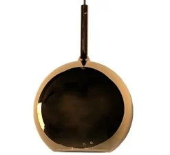 Suspension, Glo Maxi, effet miroir rose doré, rosace noire, on/off, Ø55cm, H80cm - Penta