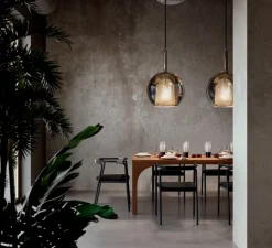 Suspension*Penta Suspension, Glo Maxi, effet miroir or, avec rosace blanche, On/Off, Ø55cm, H80cm - or miroir