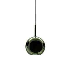 Suspension, Glo Medium, effet miroir vert, avec rosace titanium, On/Off, Ø25cm, H38cm - Penta