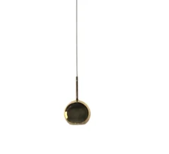 Suspension, Glo Mini, effet miroir doré, rosace blanche, on/off, câble de 2m, Ø13cm, H23cm - Penta