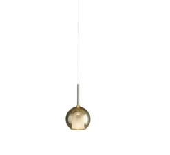 Suspension, Glo Mini, effet miroir doré, rosace blanche, on/off, câble de 2m, Ø13cm, H23cm - Penta