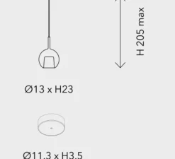 Suspension*Penta Suspension, Glo Mini, effet miroir , rosace blanche, on/off, câble de 2m, Ø13cm, H23cm - transparent