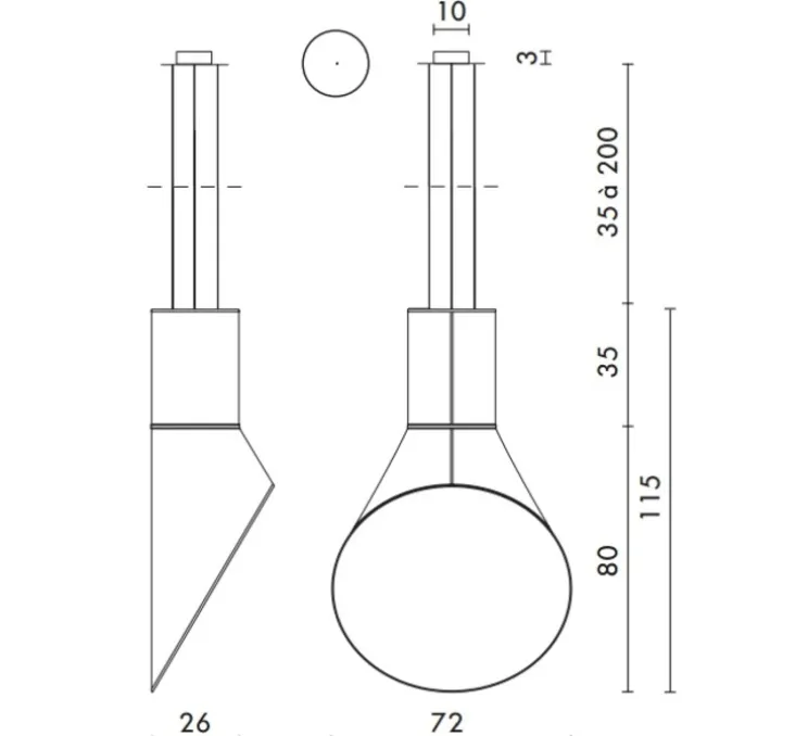 Suspension, Grand Cargo, blanc, noir, H115cm - Designheure