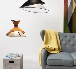 Suspension*DesignHeure Suspension, Grand Kimono, , Ø50cm, H44cm - Blanc crème et orange