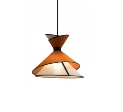 Suspension, Grand Kimono, Blanc crème et orange, Ø50cm, H44cm - DesignHeure