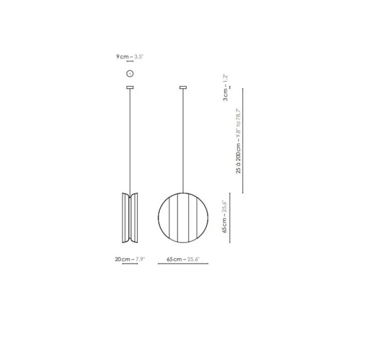 Suspension, Grand Moon, gris, Ø65cm, H20cm - DesignHeure
