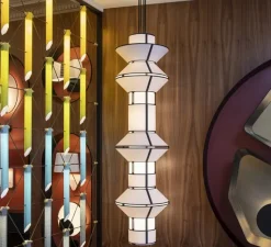 Suspension*DesignHeure Suspension, Grand Tower, blanc & noir, Ø40cm, H152cm - blanc & noir