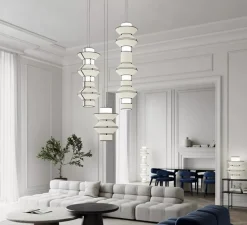 Suspension*DesignHeure Suspension, Grand Tower, blanc & noir, Ø40cm, H152cm - blanc & noir