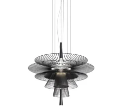Suspension*Forestier Suspension, Gravity 1, , 1x module LED (24W, 2040lm, 3000K) + 2x ampoules (GU10, 8W, 650lm, 3000K) + 1x ampoule (GU10, 3W, 250lm, 3000K), Ø86cm, H100cm – noir