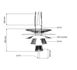 Suspension*Forestier Suspension, Gravity 1, , 1x module LED (24W, 2040lm, 3000K) + 2x ampoules (GU10, 8W, 650lm, 3000K) + 1x ampoule (GU10, 3W, 250lm, 3000K), Ø86cm, H100cm – noir