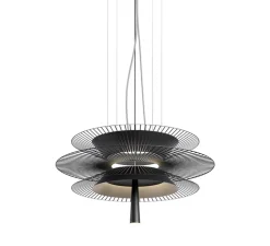 Suspension, Gravity 2, noir, 1x module LED (24W, 2040lm, 3000K) + 1x ampoule (GU10, 3W, 250lm, 3000K), Ø68cm, H40cm – Forestier