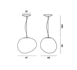 Suspension, Gregg Grande, variable, blanc, LED, 2700K, 2581lm, L47cm, H40cm - Foscarini