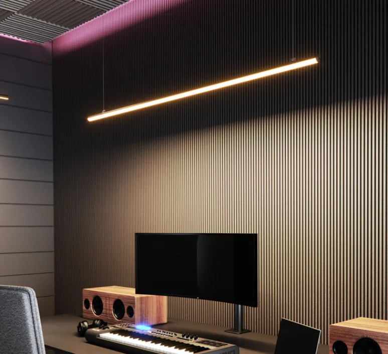 Suspension*Beneito Faure Suspension, Grip, , IP40, LED, 3000K, 3399 lm, Ø2,8cm, H141cm - noir, verre opal