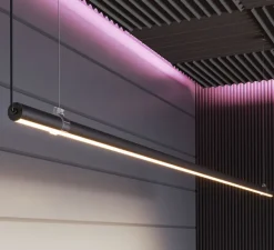 Suspension*Beneito Faure Suspension, Grip, , IP40, LED, 3000K, 3399 lm, Ø2,8cm, H141cm - noir, verre opal