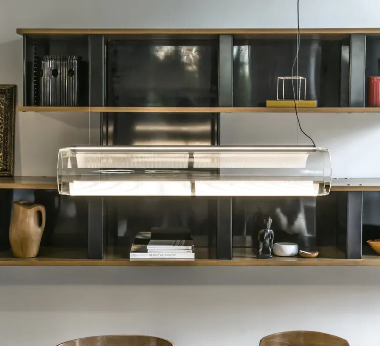 Suspension, Guise 2277, transparent, LED, DALI, 3000K, 2613lm, Ø16cm, H89cm - Vibia